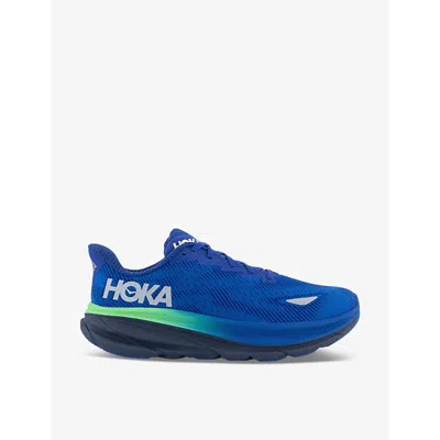 Hoka Mens Dazzling Blue Clifton 9 Breathable Polyester-blend Low-top Trainers