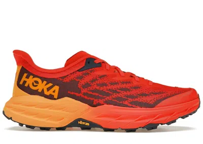 Pre-owned Hoka Men's  One One Speedgoat 5 Red Sneakers In Fiesta/radiant Yellow