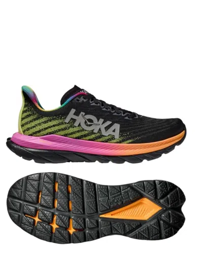 Hoka Men's Mach 5 Running Shoes - D/medium Width In Black Rainbow In Multi