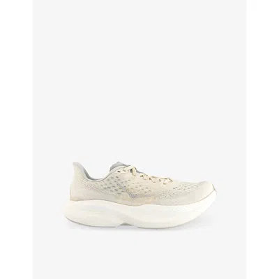 Hoka Mens Alabaster Grey Mach 6 Woven Low-top Trainers Eur 41 / 7 Uk In Gray