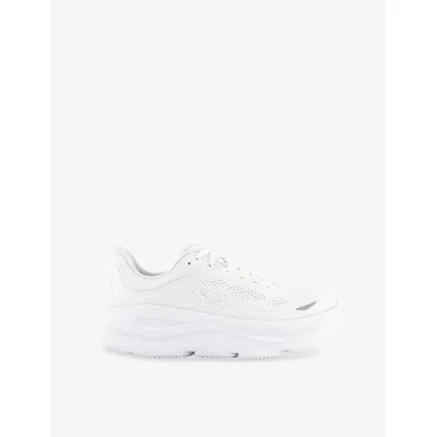 HOKA MENS BONDI 9 MESH-KNIT LOW-TOP TRAINERS WHITE WHITE EUR 41 / 7 UK