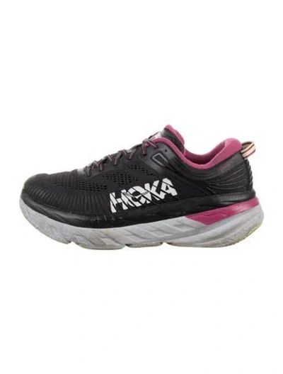 Pre-owned Hoka Mesh Athletic Sneakers In Black
