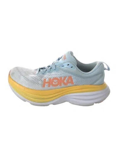 Pre-owned Hoka Mesh Athletic Sneakers In Blue/yellow