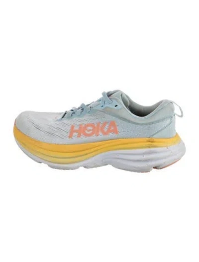 Pre-owned Hoka Mesh Athletic Sneakers In Blue/yellow