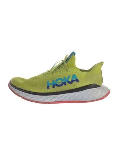 Pre-owned Hoka Mesh Athletic Sneakers In Green