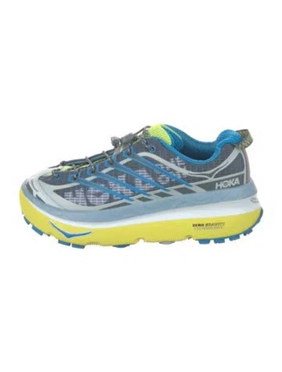 Pre-owned Hoka Mesh Colorblock Pattern Athletic Sneakers In Blue