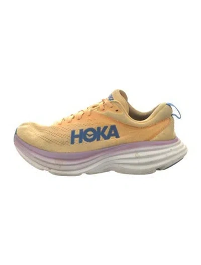 Pre-owned Hoka Mesh Colorblock Pattern Athletic Sneakers In Yellow