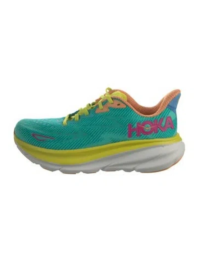 Pre-owned Hoka Mesh Graphic Print Athletic Sneakers In Green