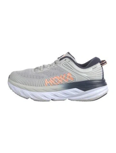 Pre-owned Hoka Mesh Graphic Print Athletic Sneakers In Grey