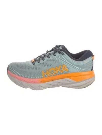 Pre-owned Hoka Mesh Printed Athletic Sneakers In Blue