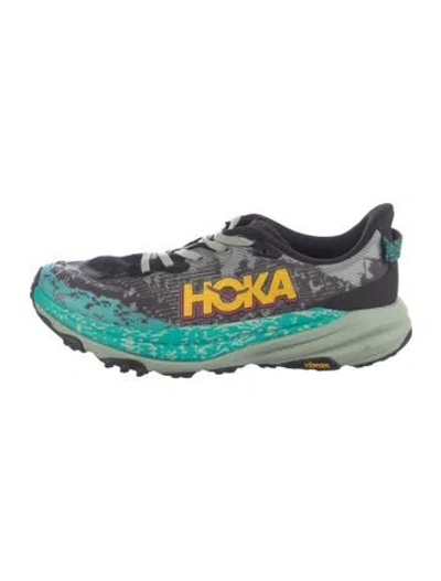Pre-owned Hoka Mesh Printed Athletic Sneakers In Green