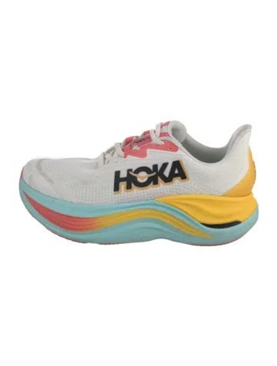 Pre-owned Hoka Mesh Printed Athletic Sneakers In White