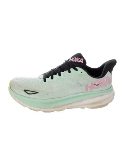 Pre-owned Hoka Mesh Printed Sneakers In Green