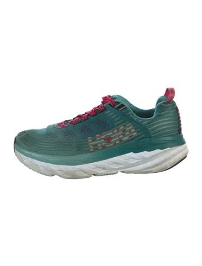 Pre-owned Hoka Mesh Printed Sneakers In Green