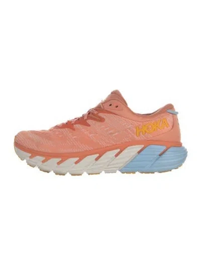 Pre-owned Hoka Mesh Printed Sneakers In Orange