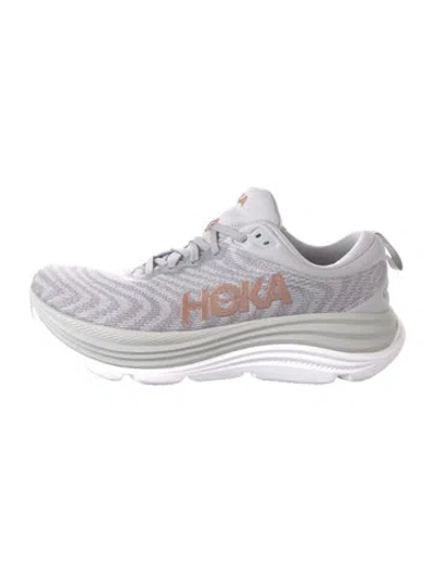 Pre-owned Hoka Mesh Striped Athletic Sneakers In Grey