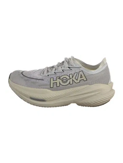 Pre-owned Hoka Mesh Striped Athletic Sneakers In White