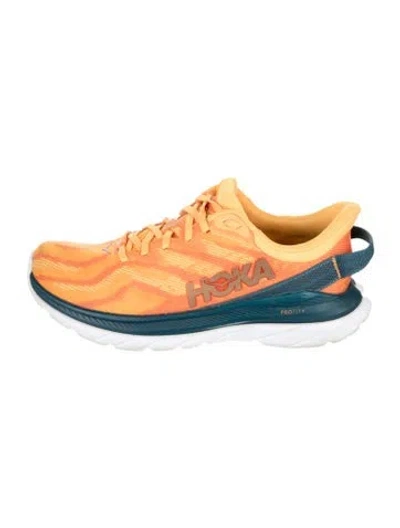 Pre-owned Hoka Mesh Striped Athletic Sneakers In Yellow