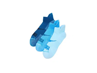 Hoka No-show Run Socks 3-pack Quarter Length Socks Shoes Hazy Blue/soft Cobalt/night Glow Blue: Xl (men's