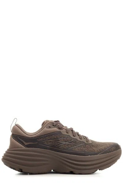 Hoka One One Bondi 8 Ts Caged Chunky Sneakers In Brown