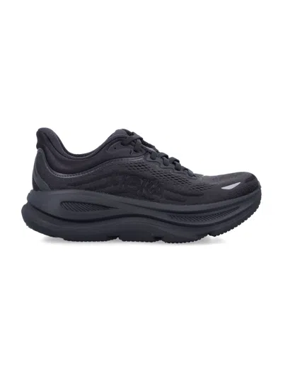 Hoka Bondi 9 Black Low Top Sneakers With Maxi Logo Lettering On The Side In Tech Fabric Unisex