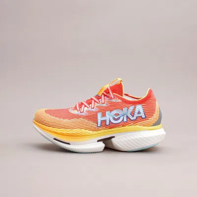 Pre-owned Hoka One One Cielo X1 Cerise Solar Flare Running Shoes Men Rare 1147910-cssl In Pink