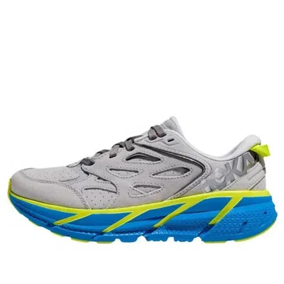 Hoka One One Clifton L Suede 'lunar Rock Diva Blue' In Gray