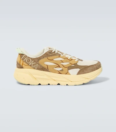 Hoka One One Clifton L绒面革运动鞋 In Brown