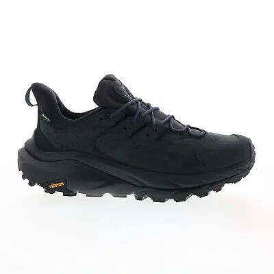 Pre-owned Hoka One One Hoka Kaha 2 Low 1123190-bblc Mens Black Leather Athletic Hiking Shoes