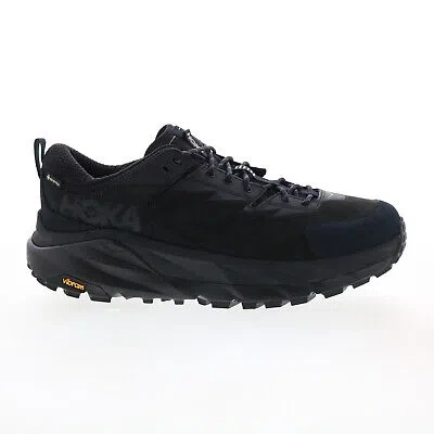 Pre-owned Hoka One One Hoka Kaha Low Gtx 1118586-bccg Mens Black Leather Athletic Hiking Shoes