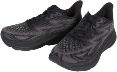 Pre-owned Hoka One Womens Clifton 9 Textile Trainers In Black/black
