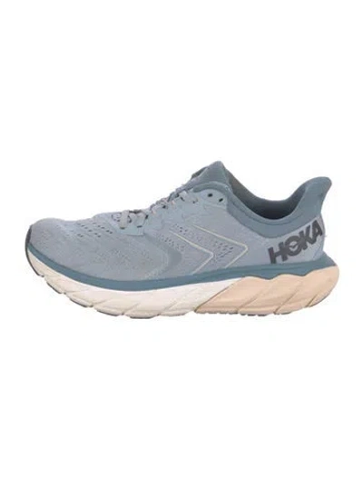 Pre-owned Hoka One One Leather Athletic Sneakers In Gray