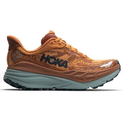 Pre-owned Hoka One One Mens Trainers Stinson 7 Casual Lace Up Textile Synthetic In Amber Haze Amber Brown