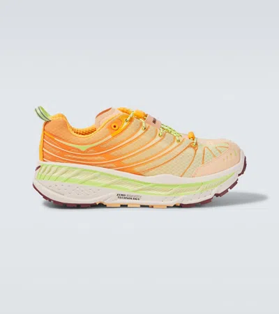 Hoka Stinson Evo Og Rubber And Faux Suede-trimmed Mesh Trail Running Sneakers In Orange