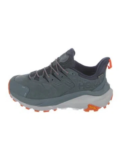 Pre-owned Hoka One One Suede Printed Athletic Sneakers In Blue