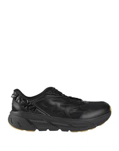 HOKA HOKA U CLIFTON L ATHLETICS MAN SNEAKERS BLACK SIZE 9 LEATHER, TEXTILE FIBERS