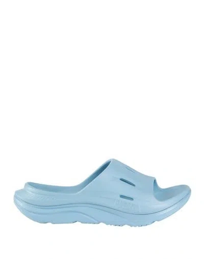 Hoka One One U Ora Recovery Slide 3 Man Sandals Light Blue Size 9 Rubber