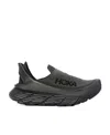 Hoka Restore Tc Rubber-trimmed Stretch-knit Slip-on Sneakers In Black