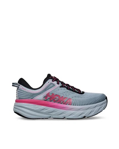 Hoka One One Light Blue Pink Textile Synthetic Sneakers