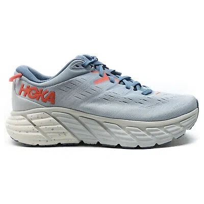 Pre-owned Hoka One One Womens Trainers Gaviota 4 Casual Lace-up Low-top Running Mesh In Blue Fog Plein Air