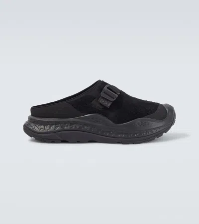 Hoka Ora Primo Ext Rubber-trimmed Suede Slip-on Sneakers In Black