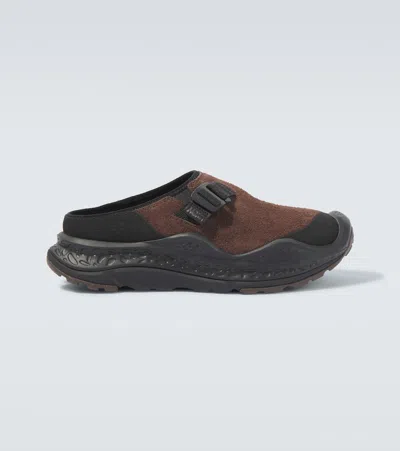 Hoka Ora Primo Ext Buckle Suede Mules In Brown
