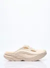 Hoka Ora Recovery Round-toe Slippers In Beige