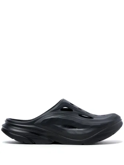 Hoka Ora Recovery Round-toe Slippers In Black