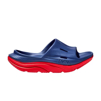 Pre-owned Hoka Ora Recovery Slide 3 'bellwether Blue Red Alert'