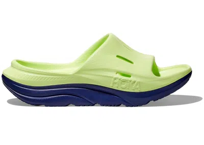 Pre-owned Hoka Ora Recovery Slide 3 Sneakers In Lettuce/bellwether Blue
