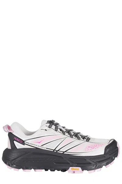 Hoka Pink And Black U Mafate Speed 2 Mesh Rubber Sneakers In White