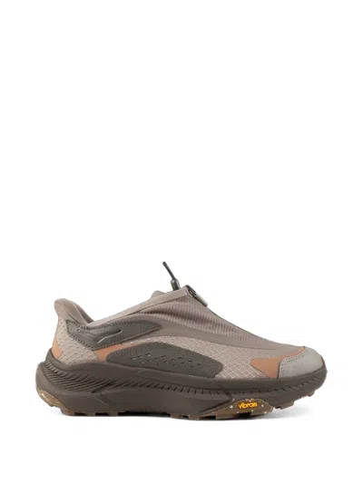 Hoka Project Transport Zip-up Panelled Sneakers In Brown