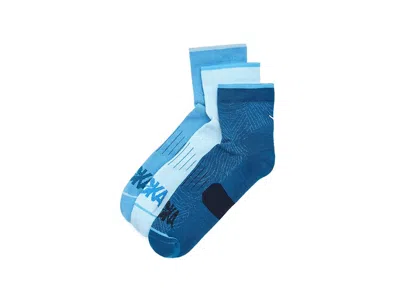 Hoka Quarter Run Socks 3-pack Athletic Shoes Hazy Blue/soft Cobalt/night Glow Blue: Md (men's Shoe 6-8 -w