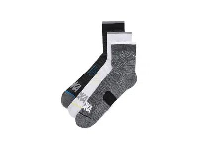Hoka Quarter Run Socks 3-pack Athletic Shoes White/black/grey: Lg (men's Shoe 8-12 - Women's 10-13) Mediu